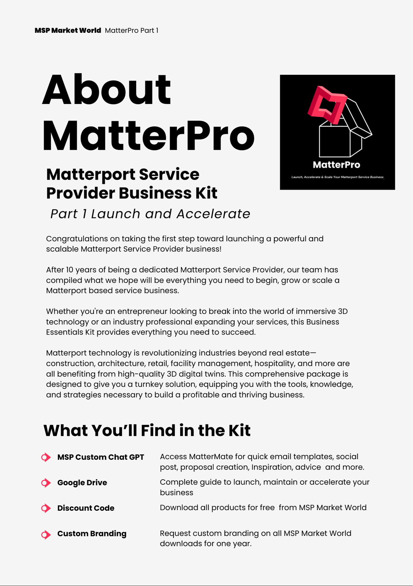 MatterPro Matterport Service Provider Business Kit Part 1