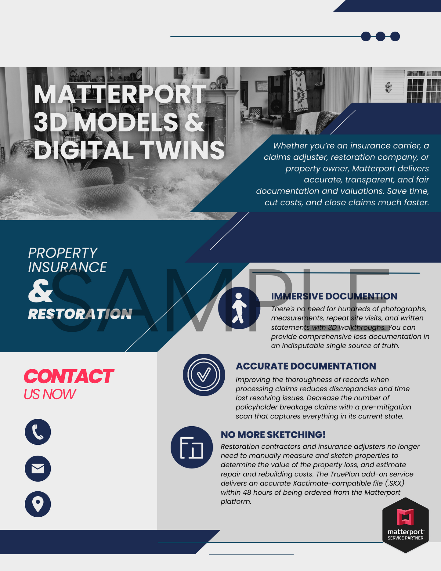 Matterport Marketing for Property Insurance and Restoration-Blue