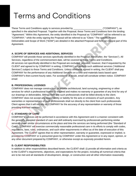 3D Service Provider Sample Terms and Conditions Contract