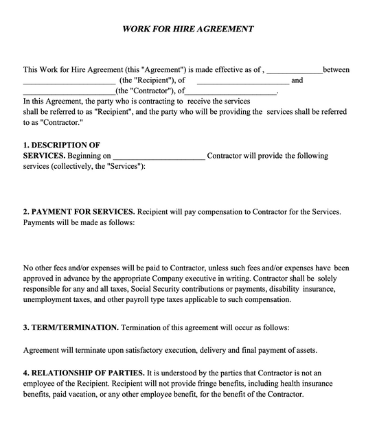 Work for Hire Agreement
